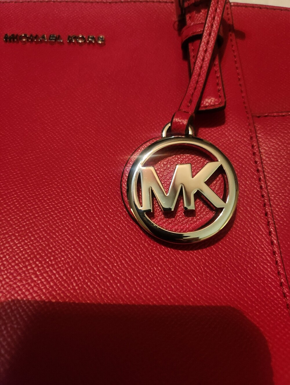 Michael Kors Bright Red Saffiano Leather Tote - Picture 2 of 8
